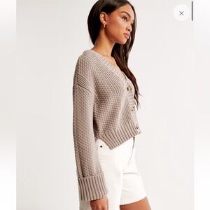 Abercrombie cotton seed stitch cardigan, brown, size small